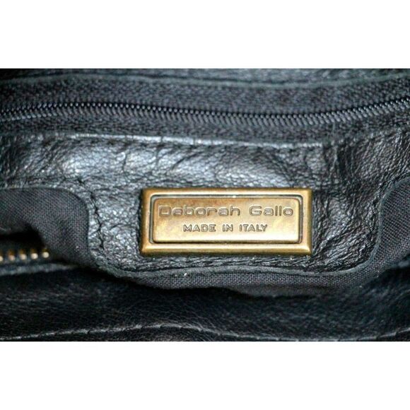 DEBORAH GALLO ITALY BLACK GENUINE LEATHER PATENT SATCHEL SHOULDER BAG HANDBAG - Picture 9 of 9